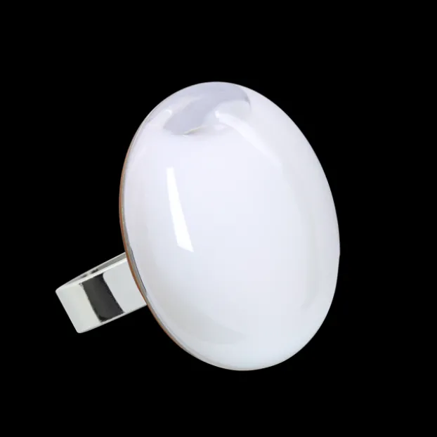 Bague en verre souffle - Galet Medium Pastel