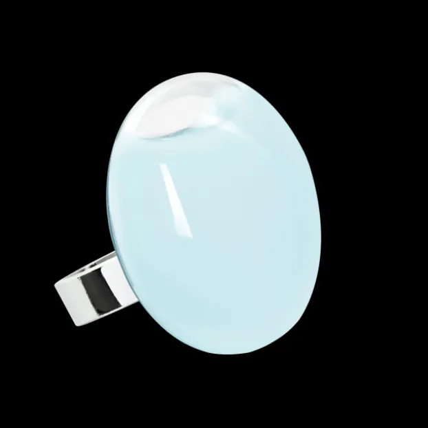 Bague en verre souffle - Galet Medium Pastel