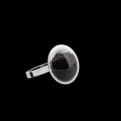 Bague en verre souffle - Galet Nano Billes