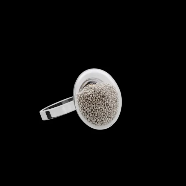 Bague en verre souffle - Galet Nano Billes