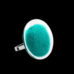 Bague en verre souffle - Galet Mini Billes