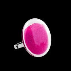 Bague en verre souffle - Galet Mini Billes