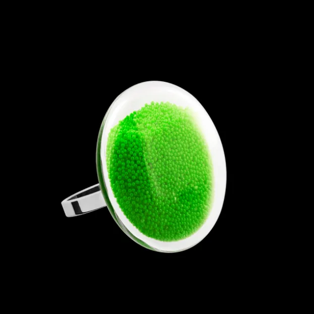 Bague en verre souffle - Galet Mini Billes