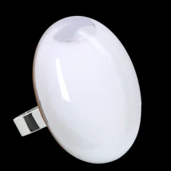 Bague en verre souffle - Galet Giga Milk