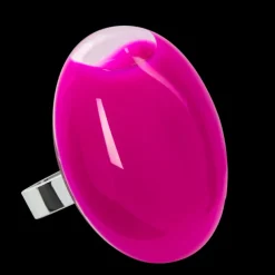 Bague en verre souffle - Galet Giga Milk