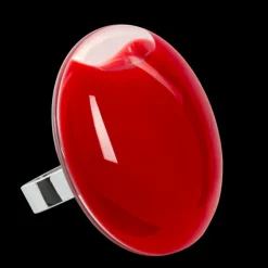 Bague en verre souffle - Galet Giga Milk