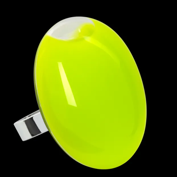 Bague en verre souffle - Galet Giga Milk