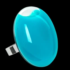 Bague en verre souffle - Galet Giga Milk