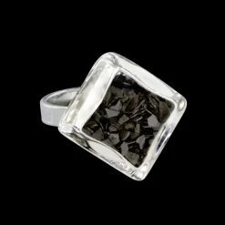 Bague en verre souffle - Losange Nano Paillettes