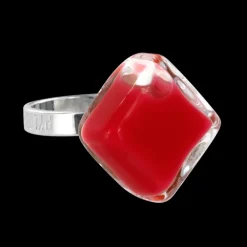 Bague en verre souffle - Losange Nano Milk