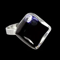 Bague en verre souffle - Losange Nano Milk