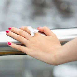 Bague en verre souffle - Tower Milk