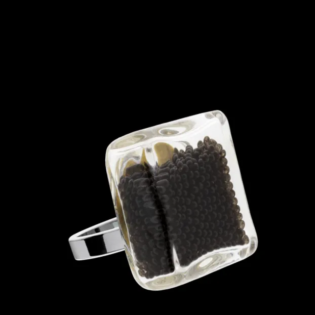 Bague en verre soufflee - Carre Mini Billes