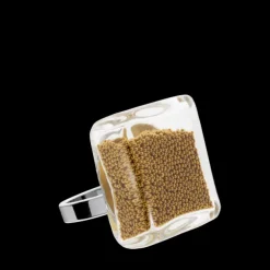 Bague en verre soufflee - Carre Mini Billes