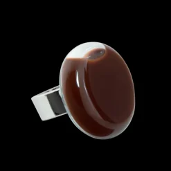 Bague en verre soufflee - Platine Mini Milk