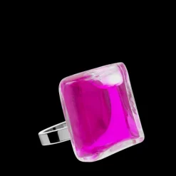 Bague en verre soufflee - Carre Mini Transparent