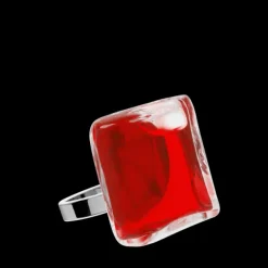 Bague en verre soufflee - Carre Mini Transparent