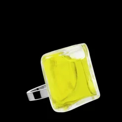 Bague en verre soufflee - Carre Mini Transparent