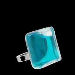 Bague en verre soufflee - Carre Mini Transparent