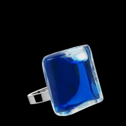 Bague en verre soufflee - Carre Mini Transparent