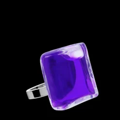 Bague en verre soufflee - Carre Mini Transparent