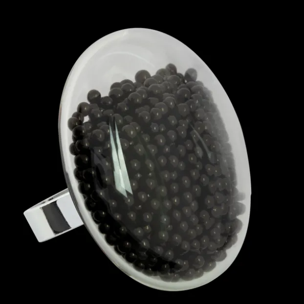 Bague en verre soufflee - Galet Giga Billes