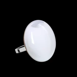Bague en verre soufflee - Galet Mini Milk
