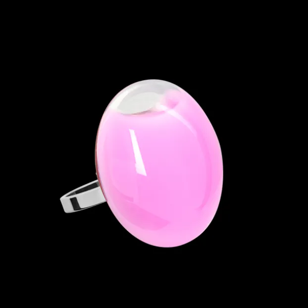 Bague en verre soufflee - Galet Mini Milk