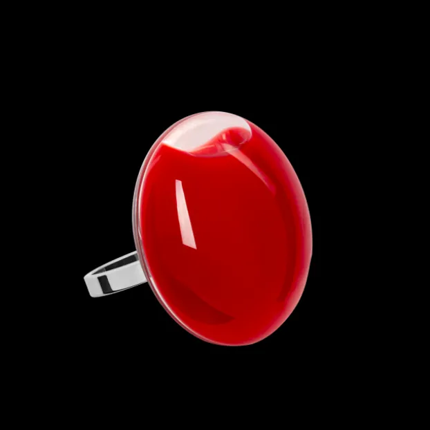 Bague en verre soufflee - Galet Mini Milk