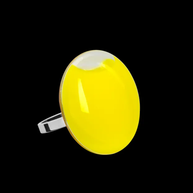 Bague en verre soufflee - Galet Mini Milk