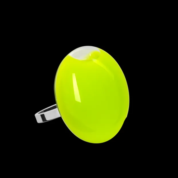Bague en verre soufflee - Galet Mini Milk