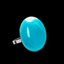 Bague en verre soufflee - Galet Mini Milk