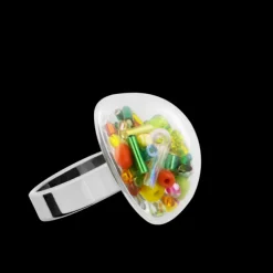Bague en verre soufflee - Dome Mini Billes
