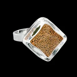 Bague en verre soufflee - Losange Nano Billes