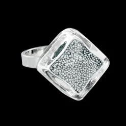 Bague en verre soufflee - Losange Nano Billes