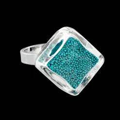 Bague en verre soufflee - Losange Nano Billes