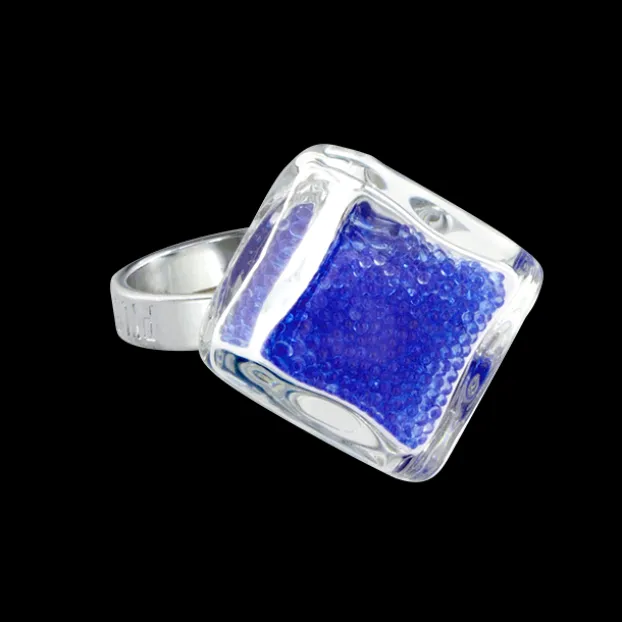 Bague en verre soufflee - Losange Nano Billes
