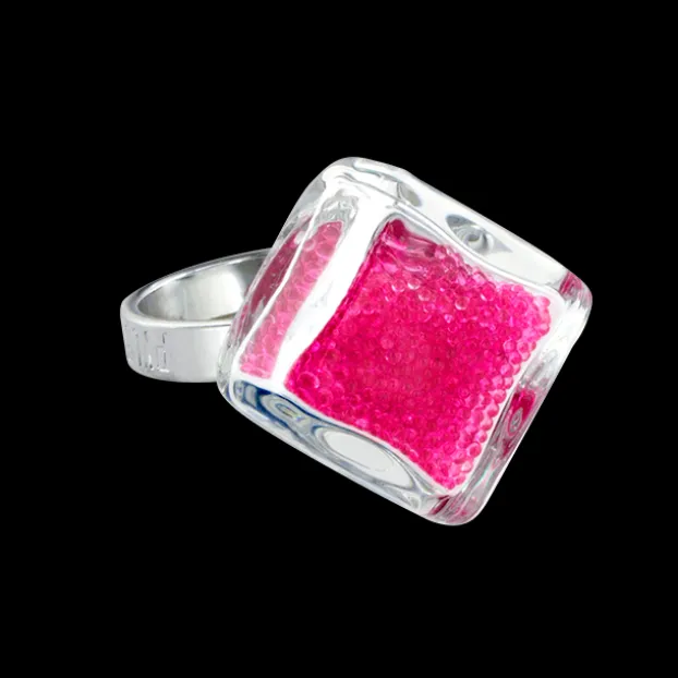 Bague en verre soufflee - Losange Nano Billes