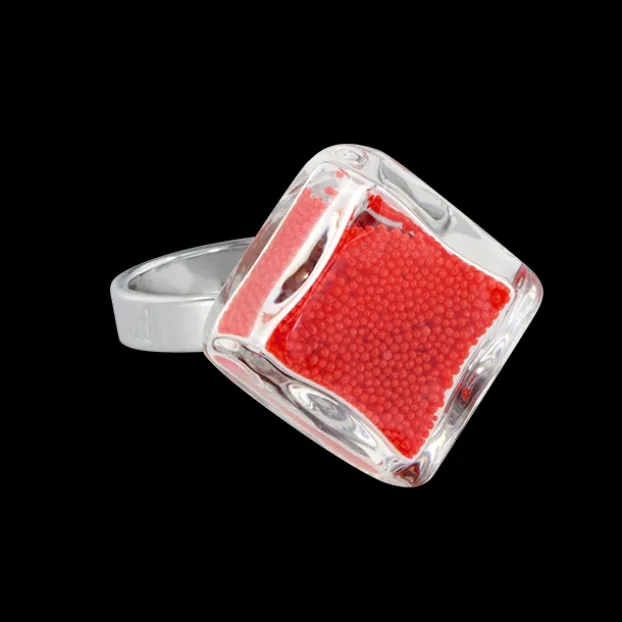Bague en verre soufflee - Losange Nano Billes