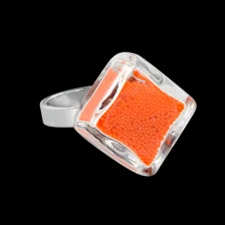 Bague en verre soufflee - Losange Nano Billes