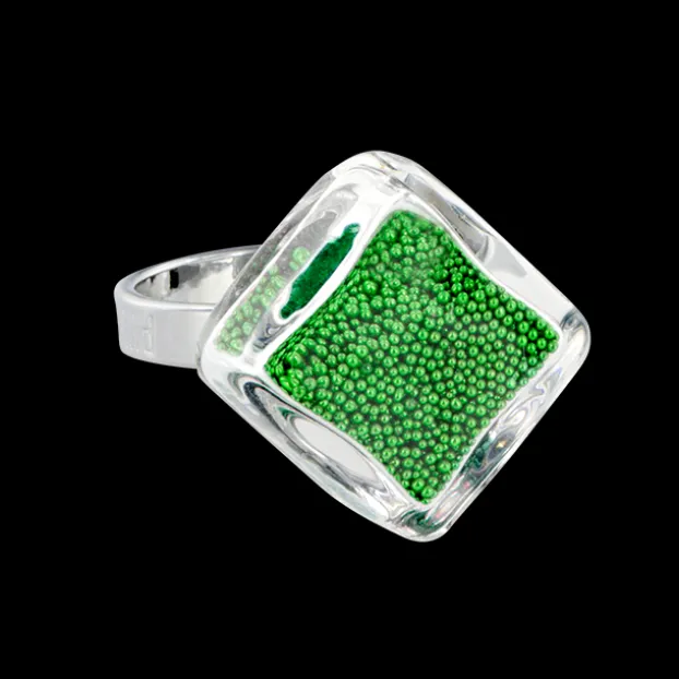 Bague en verre soufflee - Losange Nano Billes