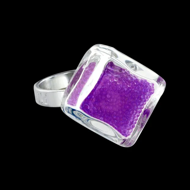 Bague en verre soufflee - Losange Nano Billes