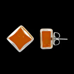 Boucles d'oreilles clou en verre souffle - Carre Milk