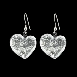 Boucles d'oreilles crochet en verre souffle - Coeur Paillettes