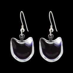 Boucles d'oreilles crochet en verre souffle - Chat Milk