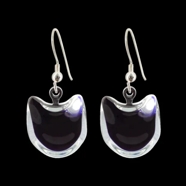 Boucles d'oreilles crochet en verre souffle - Chat Milk
