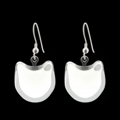 Boucles d'oreilles crochet en verre souffle - Chat Milk
