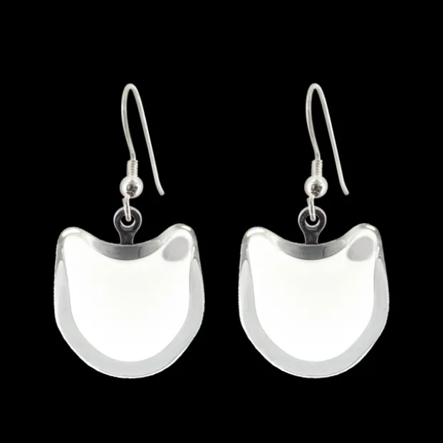 Boucles d'oreilles crochet en verre souffle - Chat Milk