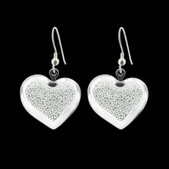 Boucles d'oreilles crochet en verre souffle - Coeur Billes