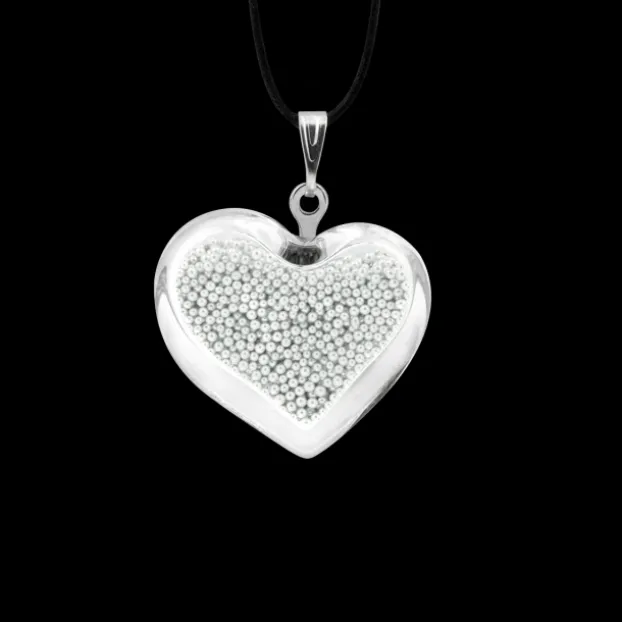 Pendentif en verre souffle - Coeur nano billes